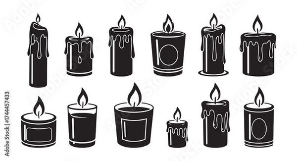 Obraz Set of Candle design silhouette vector