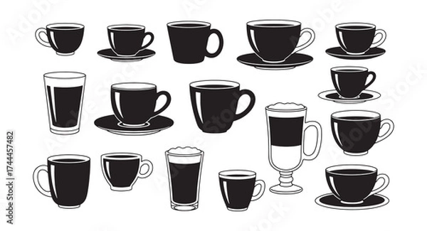 Obraz Set of Cup design silhouette vector
