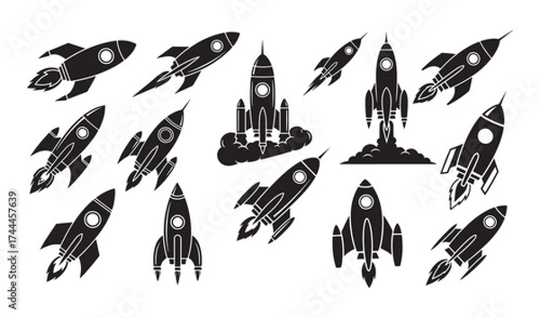 Obraz Set of Rocket Design Silhouette Vector