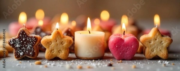 Fototapeta Delightful Oatmeal Cookie Candles Scented, Shaped & Ready to Light. Perfect Summer Gifts or Home Decor.  Beautifully Crafted, Various Flavors & Shapes.