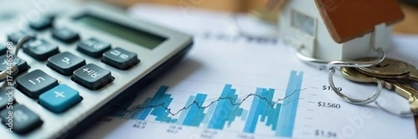 Fototapeta Calculating Your Dream Home Mortgage Interest Rates, Homeownership Costs, and Financial Planning