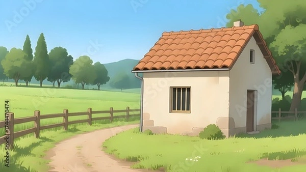 Obraz rural landscape with house