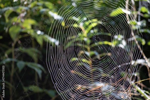 Obraz spider web with dew drops
