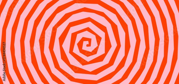 Fototapeta Spiral Psychedelic Abstract Pattern. Cut Out Paper Shape. Vector Optical Illusion Background. Hypnotic Color Spiral Shape Cutout Collage.