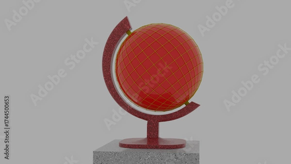 Fototapeta red microphone on white background