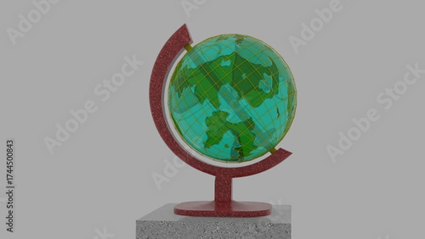 Fototapeta globe with green leaf