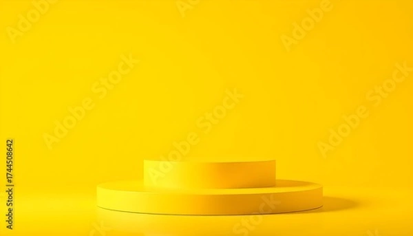 Obraz Yellow product display stand or podium on yellow background.