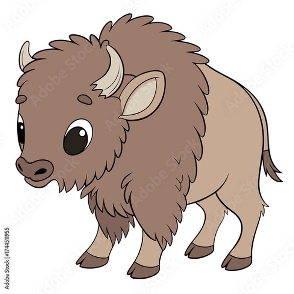 Fototapeta Vector art of cute cartoon bison