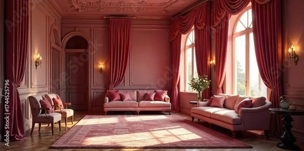 Fototapeta Luxurious Velvet Interior Relaxing Atmosphere of Opulent Design and Sensory Delight