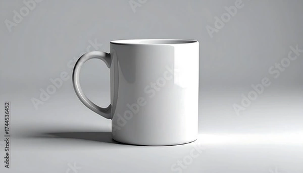 Fototapeta White Ceramic Mug on a White Surface in Soft Lighting.