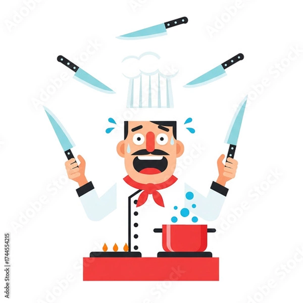 Obraz Chef Juggling Knives