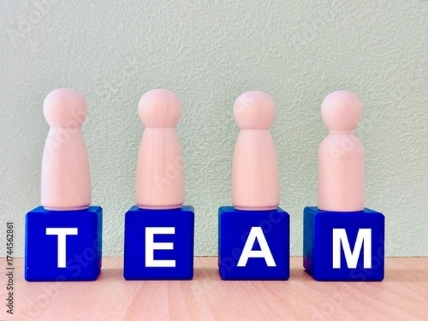 Fototapeta チームで働いて協力する人々