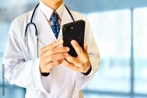 Fototapeta スマホを操作する医師