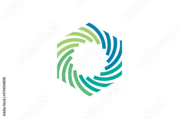 Fototapeta Hexagon, spiral geometric symbol  logo vector