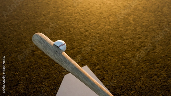 Obraz バッター目線からの野球バットで打つ瞬間の変形したボール