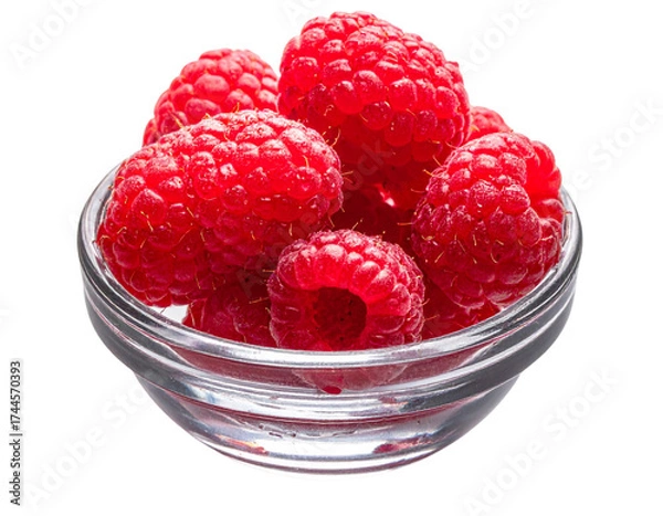 Obraz - Bowl of Fresh Raspberries with Dew Drops