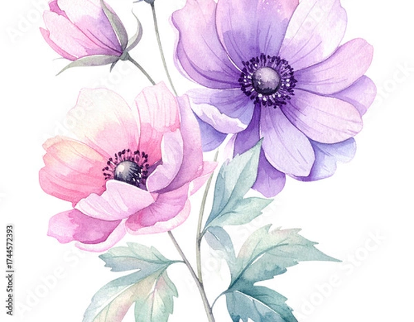 Obraz - Minimal Watercolor-Style Flower Composition