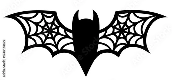 Fototapeta Bat with Spiderweb Wings. Gothic Halloween, Darkness and Mystery