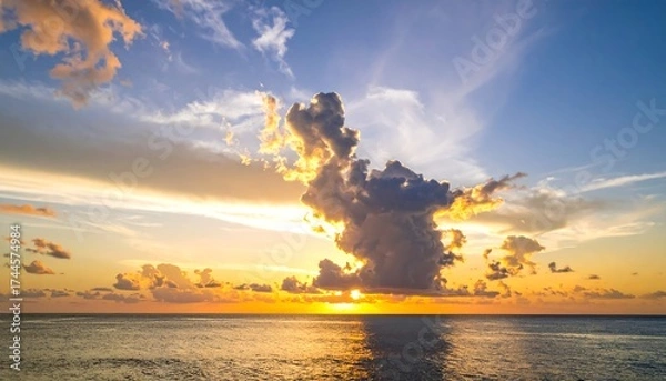 Obraz Sunset over water, dramatic clouds