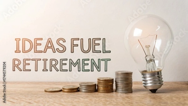 Obraz Creative Solutions to Enhance Financial Security for Retirement Planning with Investment Strategies and Light Bulb Inspiration