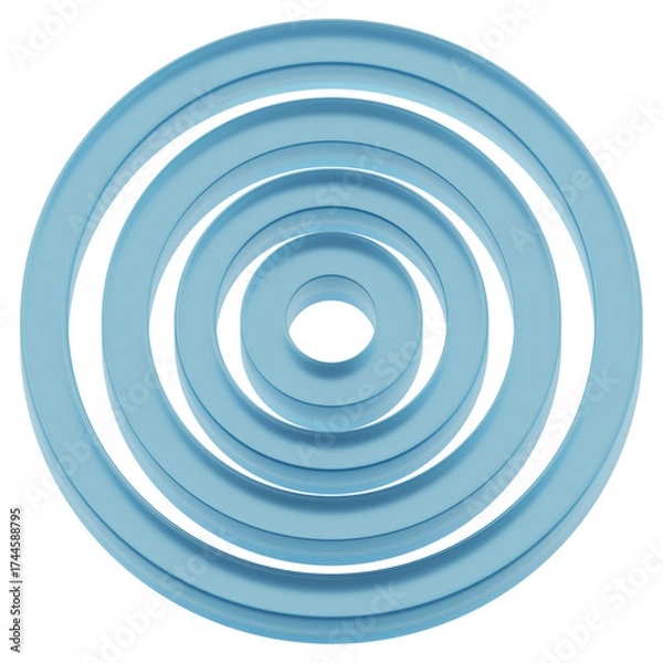 Obraz 3D Layered Blue Glass Circle Rings Icon