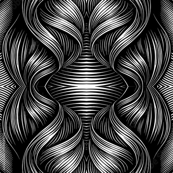 Fototapeta Black And White Pattern Vector. Geometric Retro Vintage Pattern. Repeated And Decorative Design That Can Be Used For Packaging, Decorating, Interior Design, Wallpapers, and Banners.