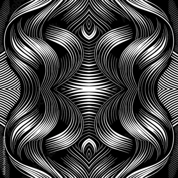Fototapeta Black And White Pattern Vector. Geometric Retro Vintage Pattern. Repeated And Decorative Design That Can Be Used For Packaging, Decorating, Interior Design, Wallpapers, and Banners.