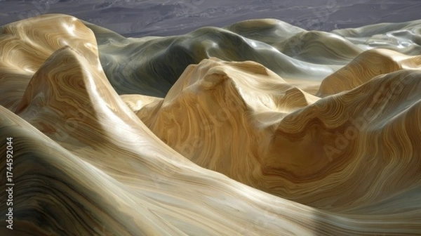 Obraz Gentle waves of creamy tan and soft whites roll across this pine wood veneer, echoing nature's calm rhythms