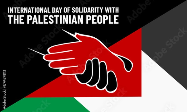 Fototapeta International Day Of Solidarity With The Palestinian People. November 29 Background with helping hands on Palestine flag Illustration 