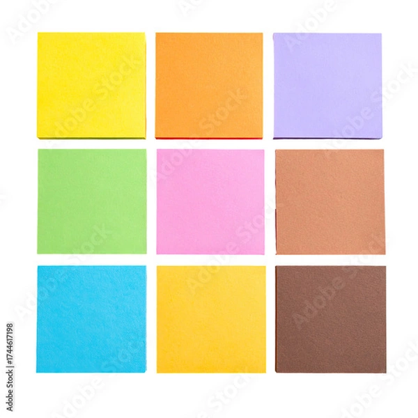Obraz Nine vibrantly colored squares arranged in a three-by-three grid on a black background