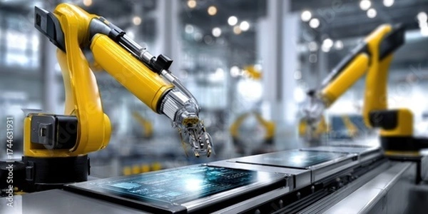 Obraz Advanced robotic assembly of autonomous components in aerospace and automotive manufacturing environments using ai technology