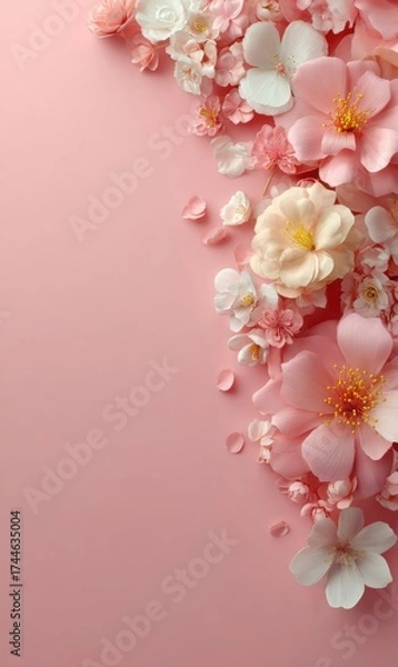 Fototapeta Modern Premium Floral Background Template with Botanical Elements for Millennial Lifestyle Social Media Marketing and Inspiring Editorial Content