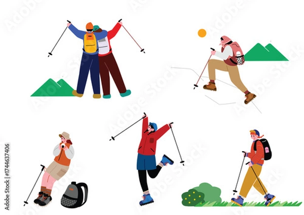 Obraz 山ガールのイラストセット