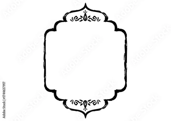 Fototapeta アジア風の飾りフレーム。豪華な装飾。手描きの荒い筆タッチ。