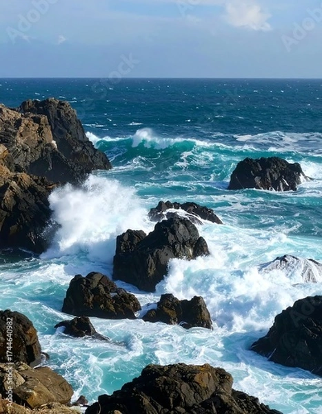 Obraz Rocky coastline waves