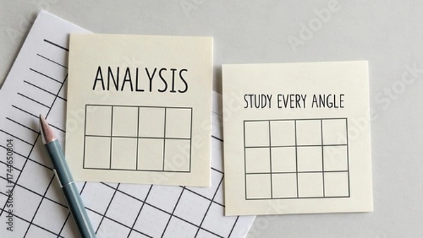 Fototapeta Analysis Station with Sticky Notes for Study and Organizational Purposes on a Desk Surface