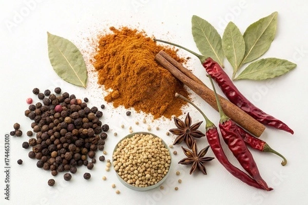 Obraz Five-spice ingredient on white background