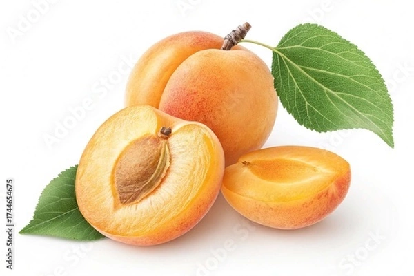 Obraz Fresh Apricot on white background