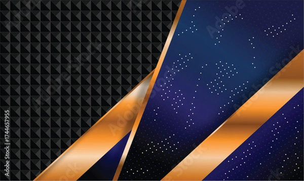 Fototapeta Abstract design with pyramid texture, metallic bands, and gradient dots—EPS vector for tech and luxury.