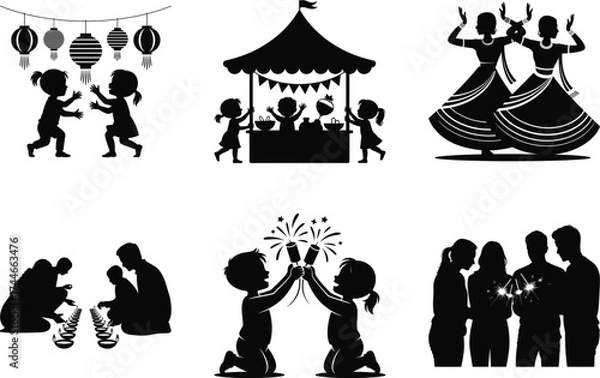 Obraz Traditional Diwali Celebration Vector Bundle