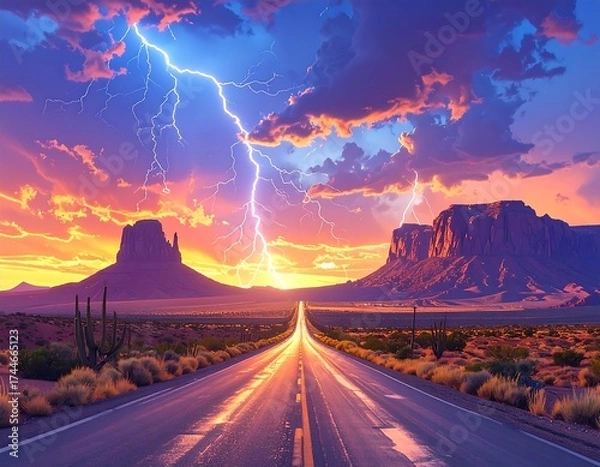 Obraz Stunning desert highway sunset
