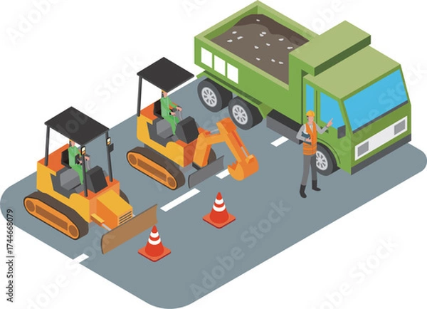 Obraz 道路工事作業員のイラスト