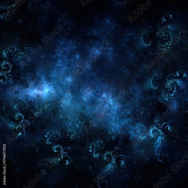 Obraz Cosmic galaxy with blue swirling patterns.