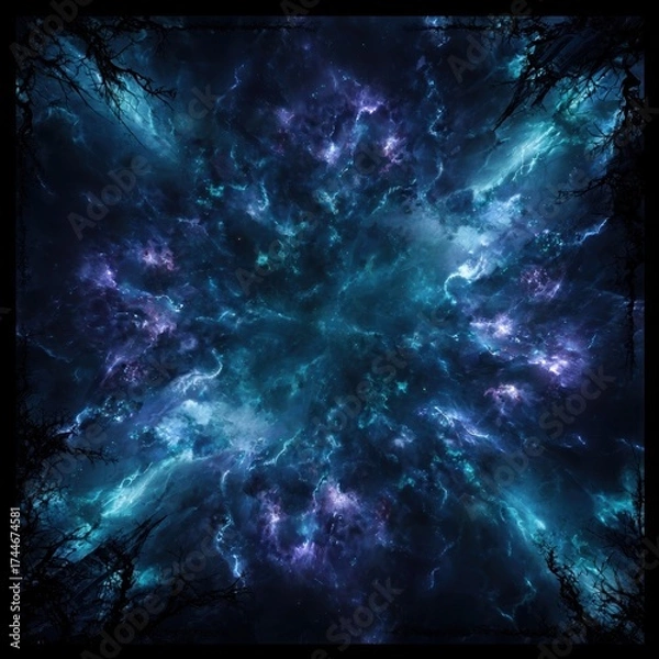 Obraz A vibrant cosmic explosion in deep space.