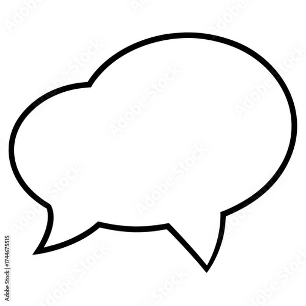 Obraz Illustration of a white speech bubble with a black outline on a white background