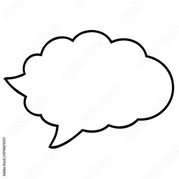 Obraz A white speech bubble with a black outline on a white background image