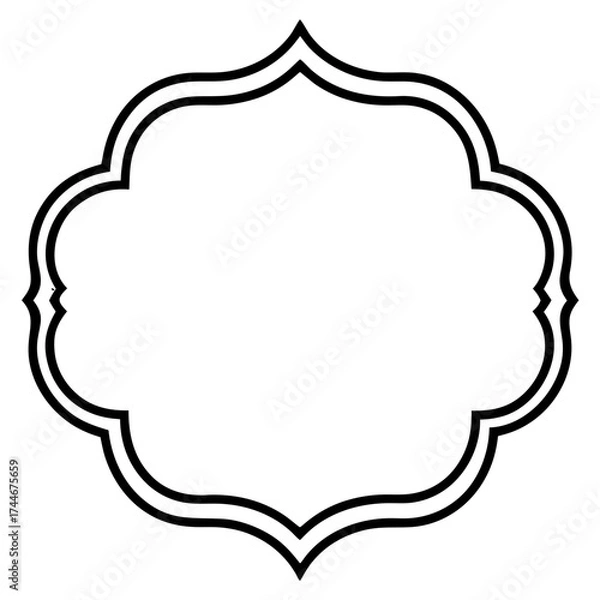Obraz Illustration of a double lined decorative frame with curved edges and points