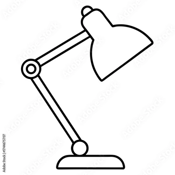 Obraz Illustration of a desk lamp with adjustable arm and lamp shade outline
