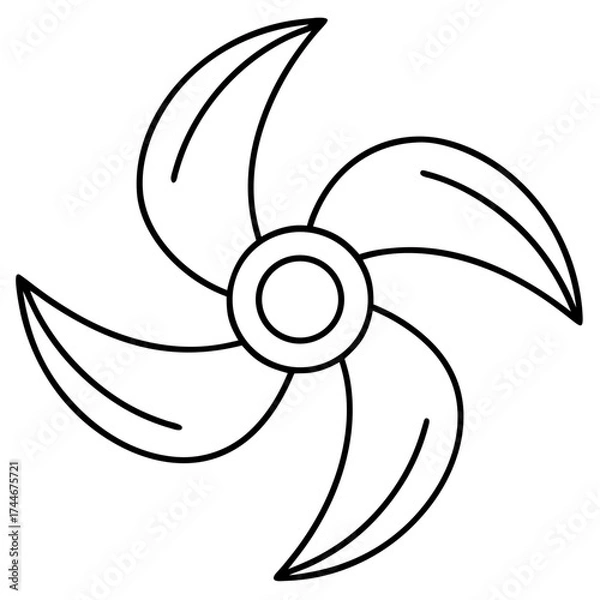 Obraz Outline drawing of a propeller with four blades and a circular center