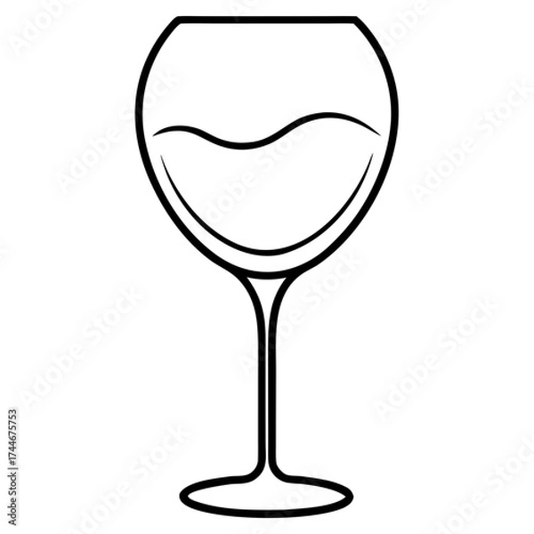 Obraz Illustration of a wine glass with liquid inside and a black outline style